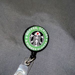 Starbucks retractable badge reel clip